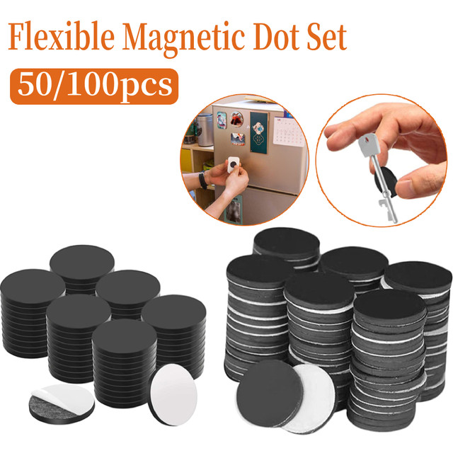 50/100pcs Rubber Soft Magnetic Sheet Multipurpose Small Sticky Magnets  Round Magnetic Discs for Fridge DIY Building Craft Office